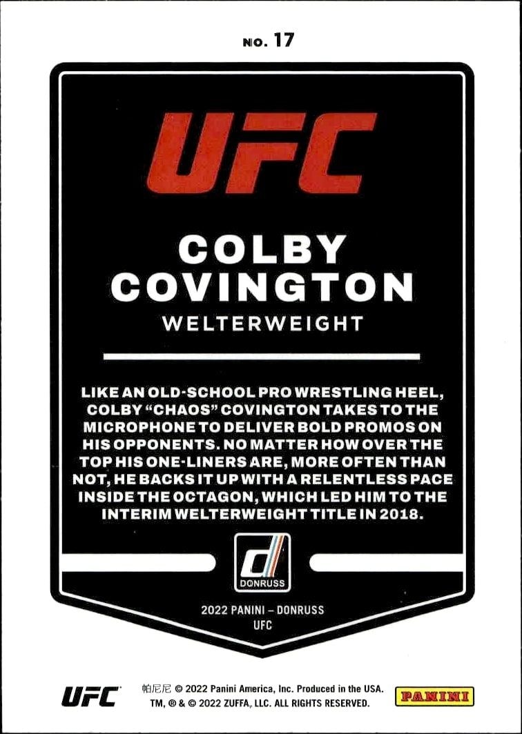 2022 Donruss UFC Colby Covington #17 mma trading card back