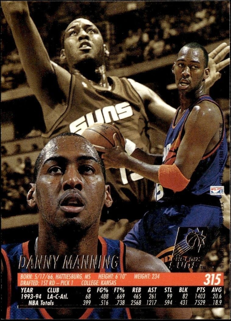 1994-95 Fleer Ultra Danny Manning #315 basketball trading card back