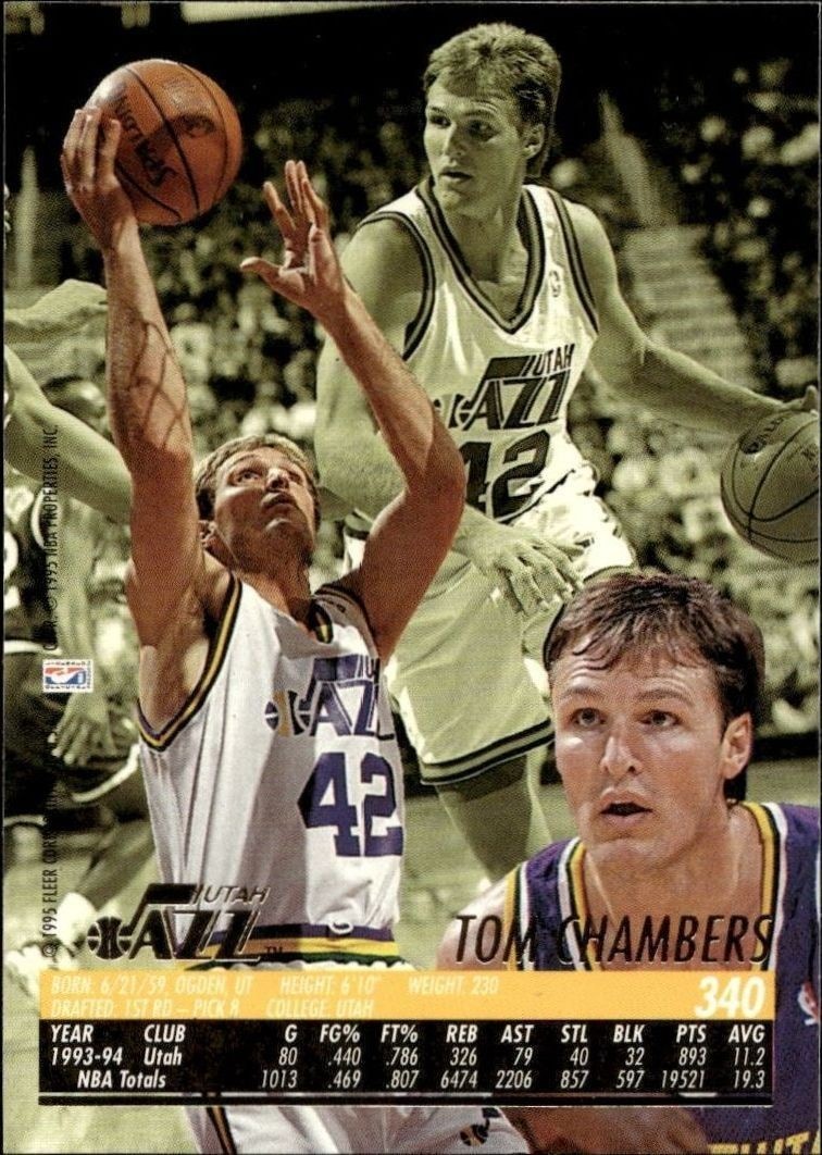 1994-95 Fleer Ultra Tom Chambers #340 basketball trading card back