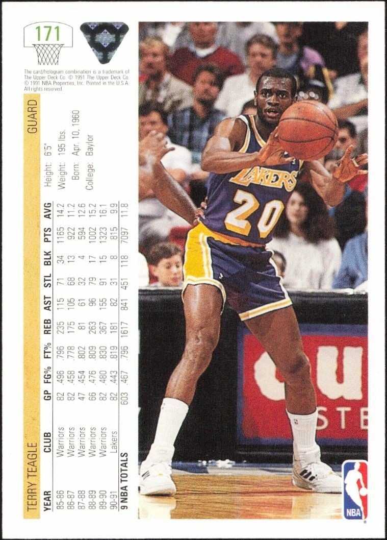 1991-92 Upper Deck Terry Teagle #171 basketball trading card back