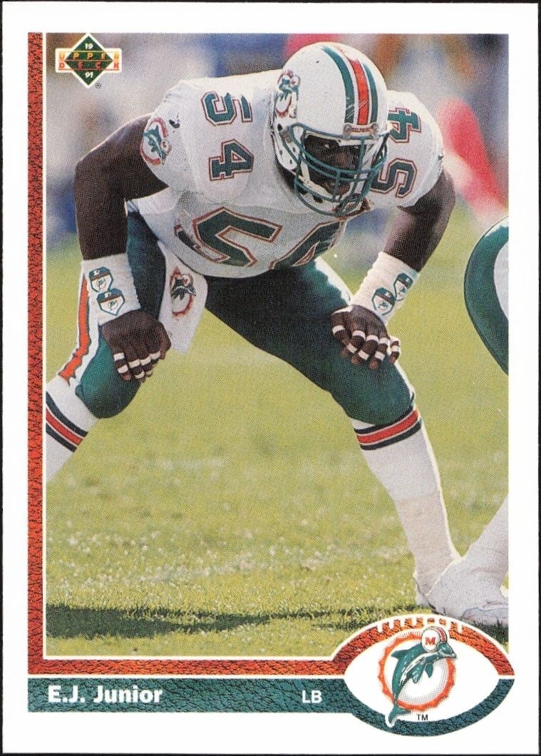 1991 Upper-Deck E.J. Junior #411 trading card