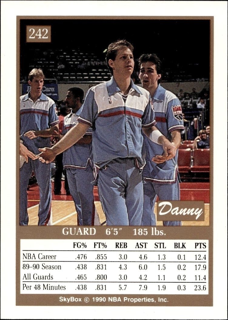 1990-91 Skybox Danny Ainge #242 basketball trading card back