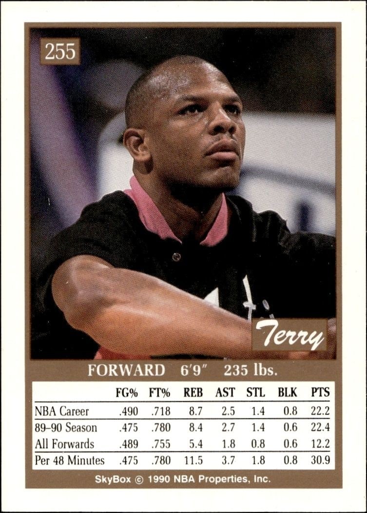 1990-91 Skybox Terry Cummings #255 basketball trading card back
