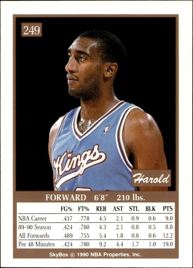 1990-91 Skybox Harold Pressley #249 basketball trading card back