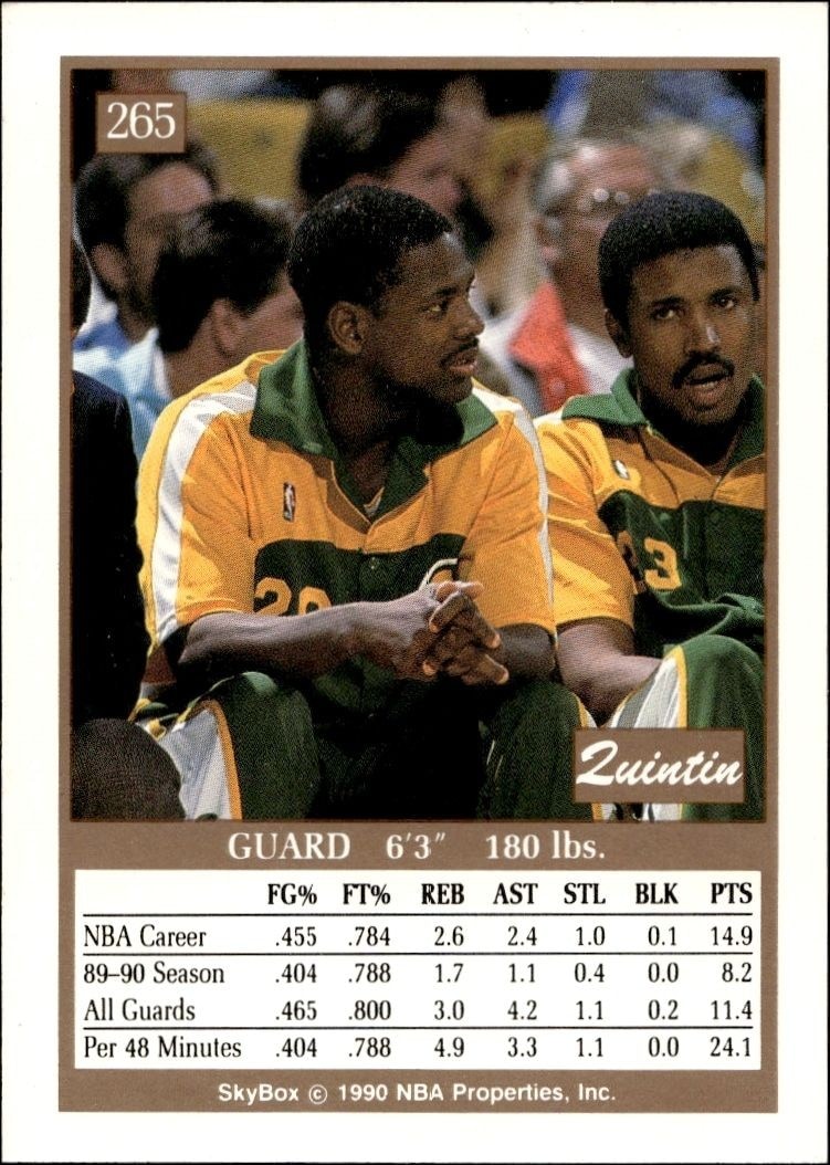 1990-91 Skybox Quintin Dailey #265 basketball trading card back