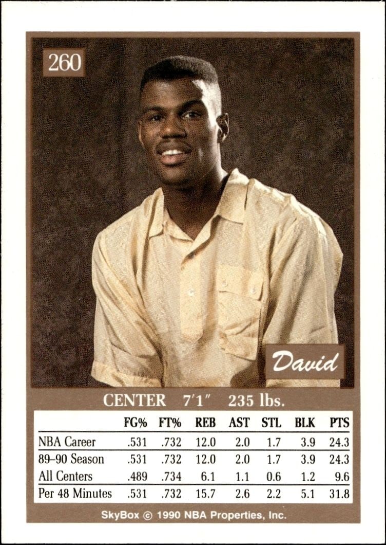 1990-91 Skybox David Robinson #260 basketball trading card back