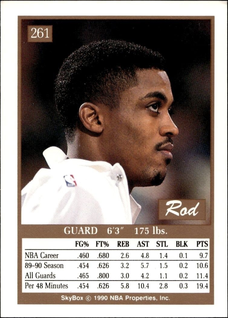 1990-91 Skybox Rod Strickland #261 basketball trading card back