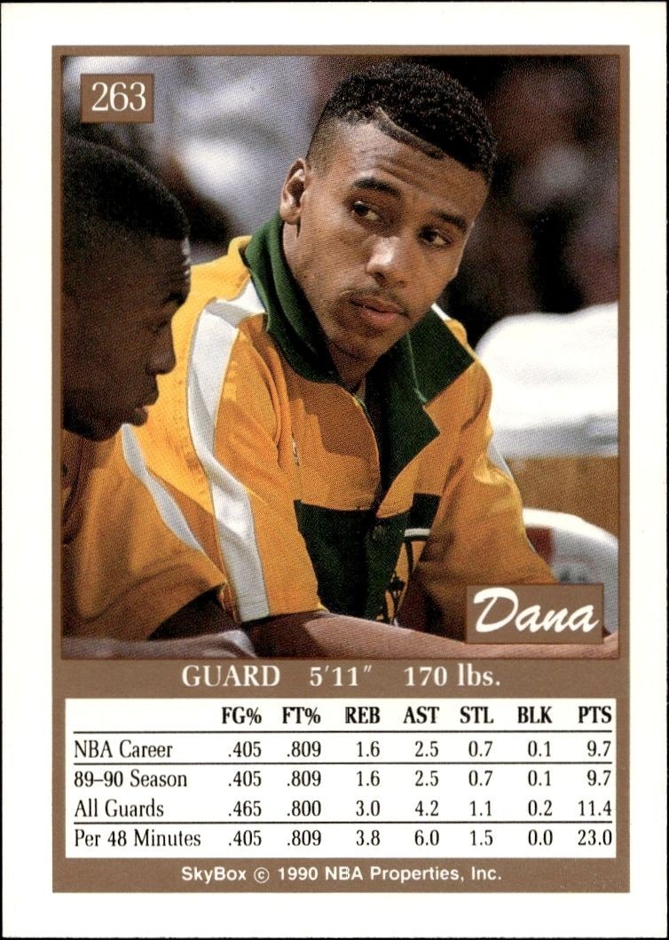 1990-91 Skybox Dana Barros #263 basketball trading card back