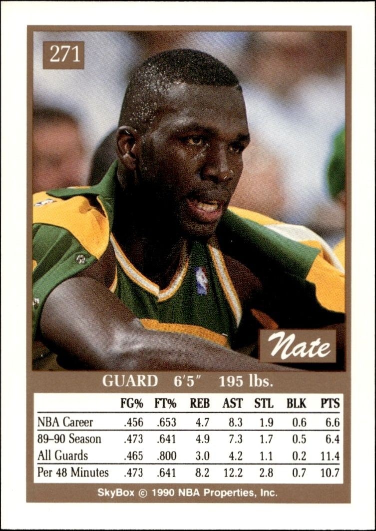 1990-91 Skybox Nate McMillan #271 basketball trading card back