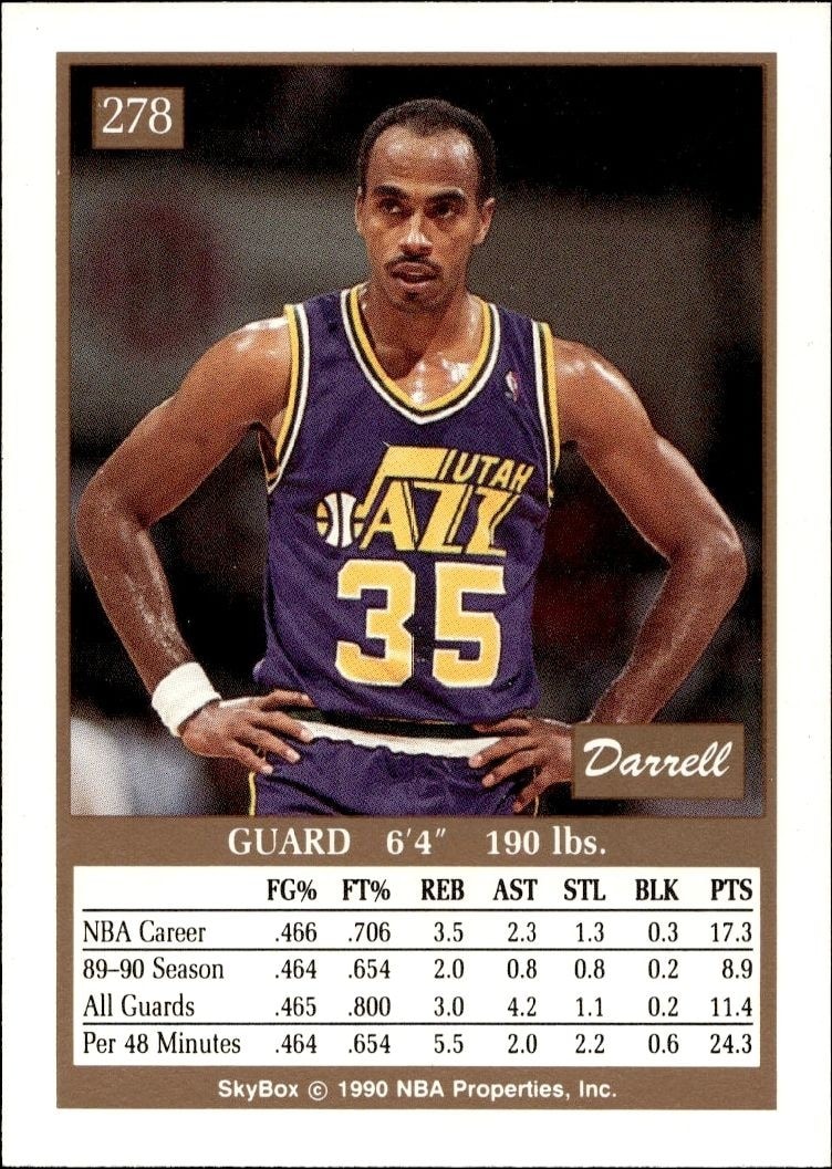 1990-91 Skybox Darrell Griffith #278 basketball trading card back