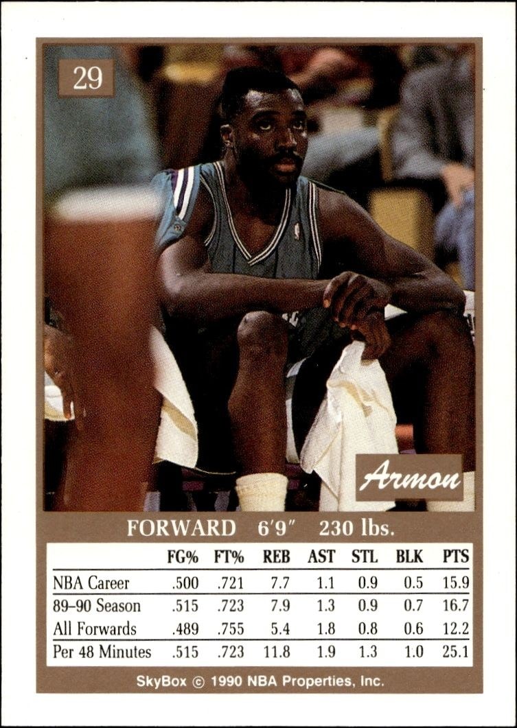 1990-91 Skybox Armon Gilliam #29 basketball trading card back