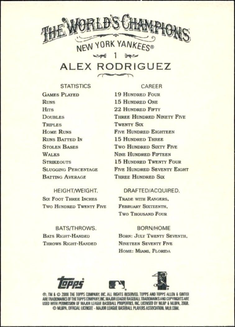 Alex Rodriguez - Back