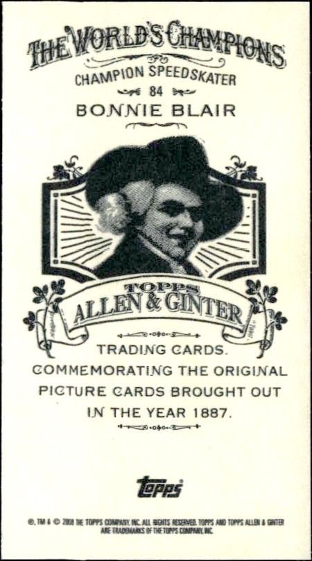 2008 Topps Allen & Ginter Bonnie Blair #84 baseball trading card back