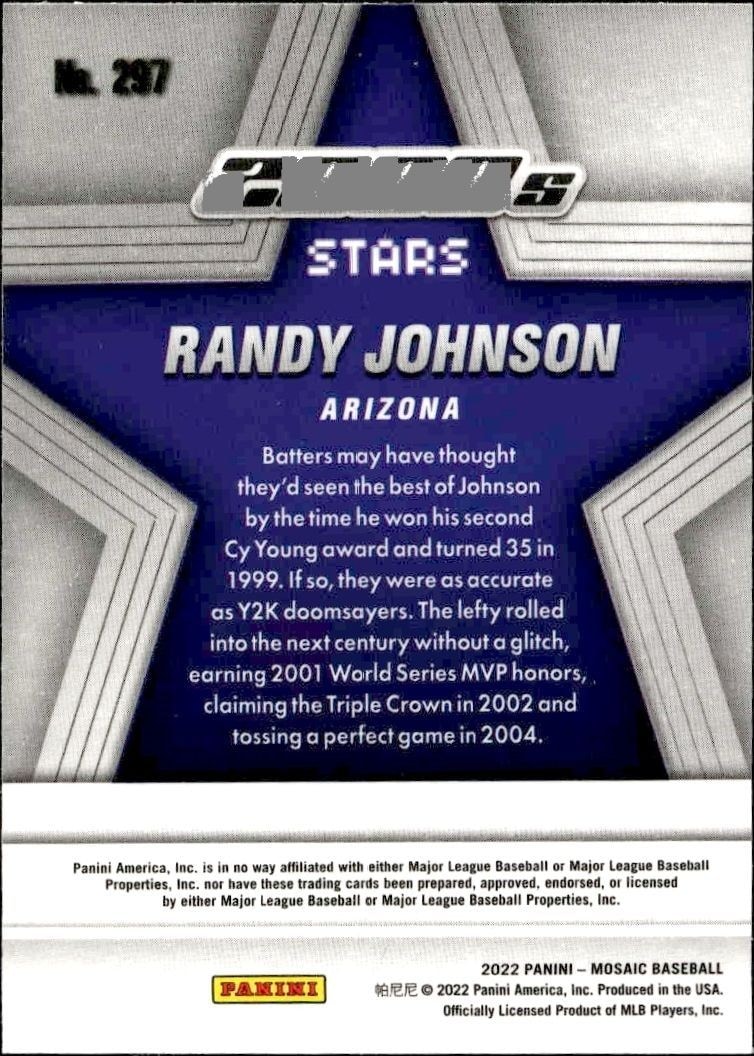 2022 Panini Mosaic Randy Johnson #297 baseball trading card back
