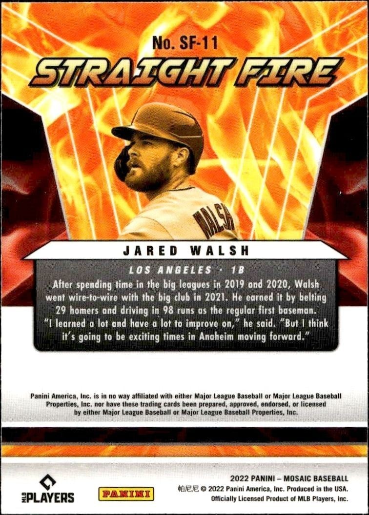 2022 Panini Mosaic Jared Walsh #SF-11 baseball trading card back