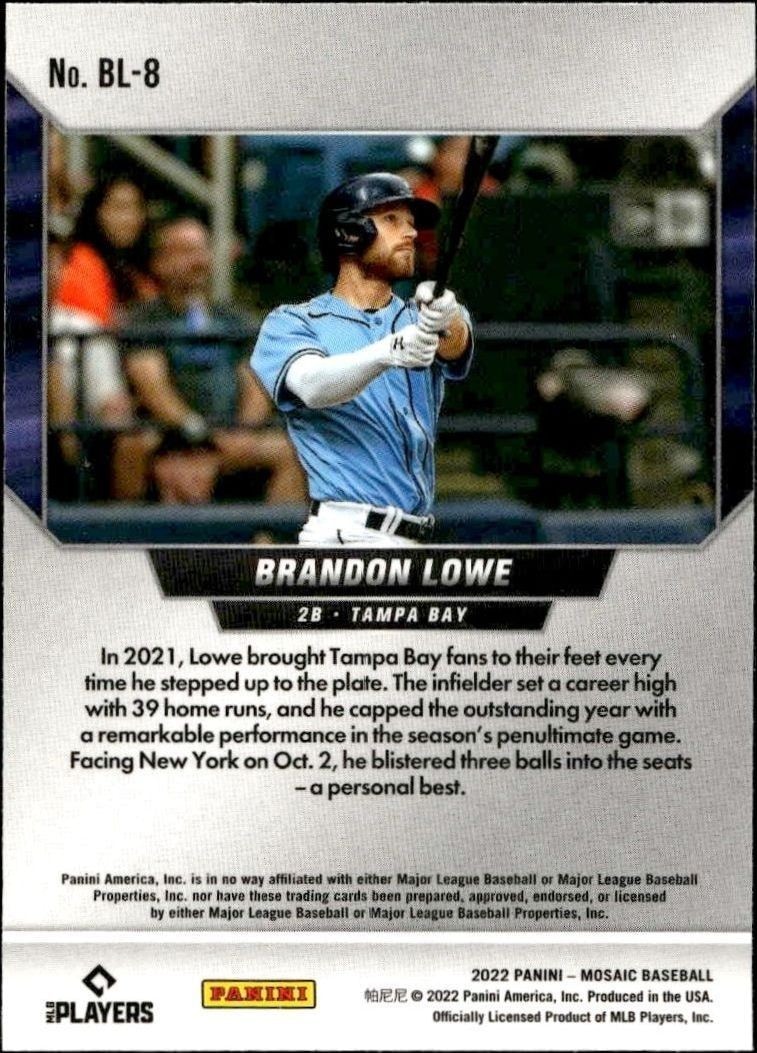 2022 Panini Mosaic Brandon Lowe #BL-8 baseball trading card back