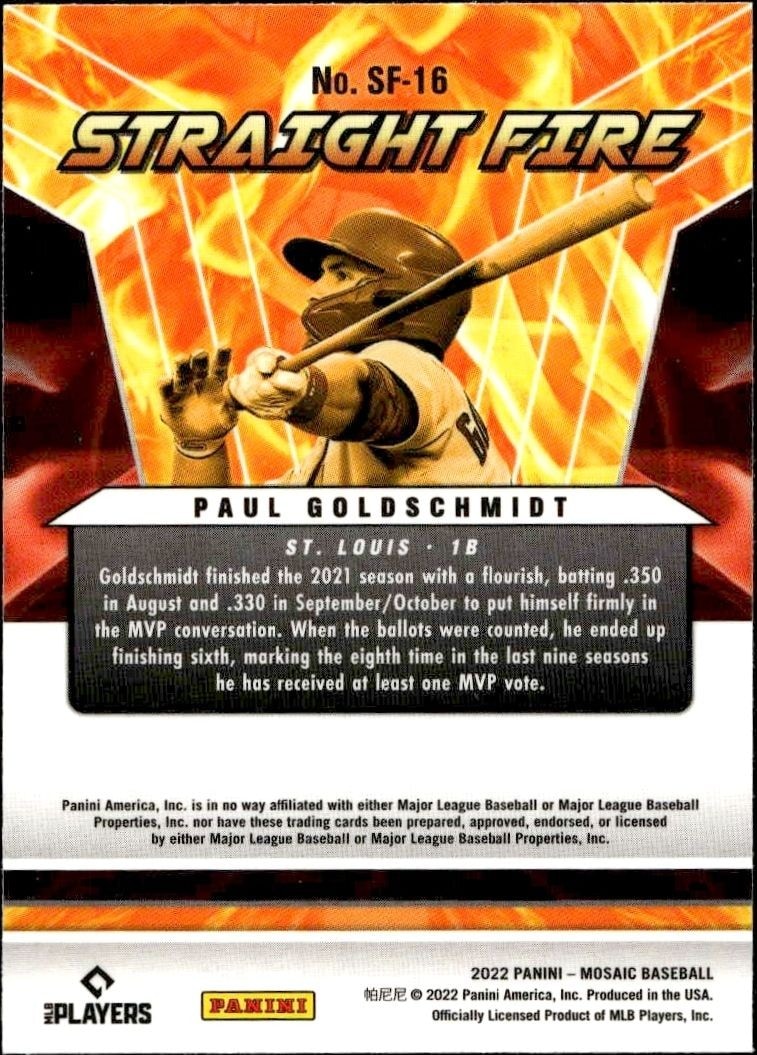 2022 Panini Mosaic Paul Goldschmidt #SF-16 baseball trading card back
