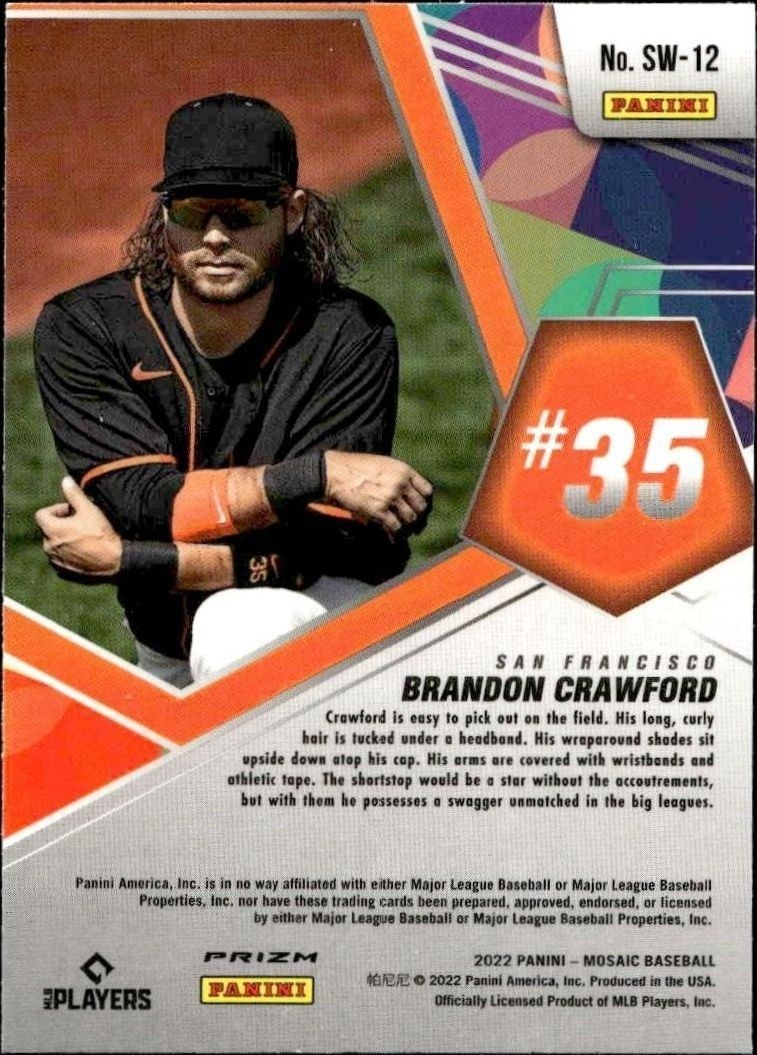 2022 Panini Mosaic Brandon Crawford #SW-12 baseball trading card back