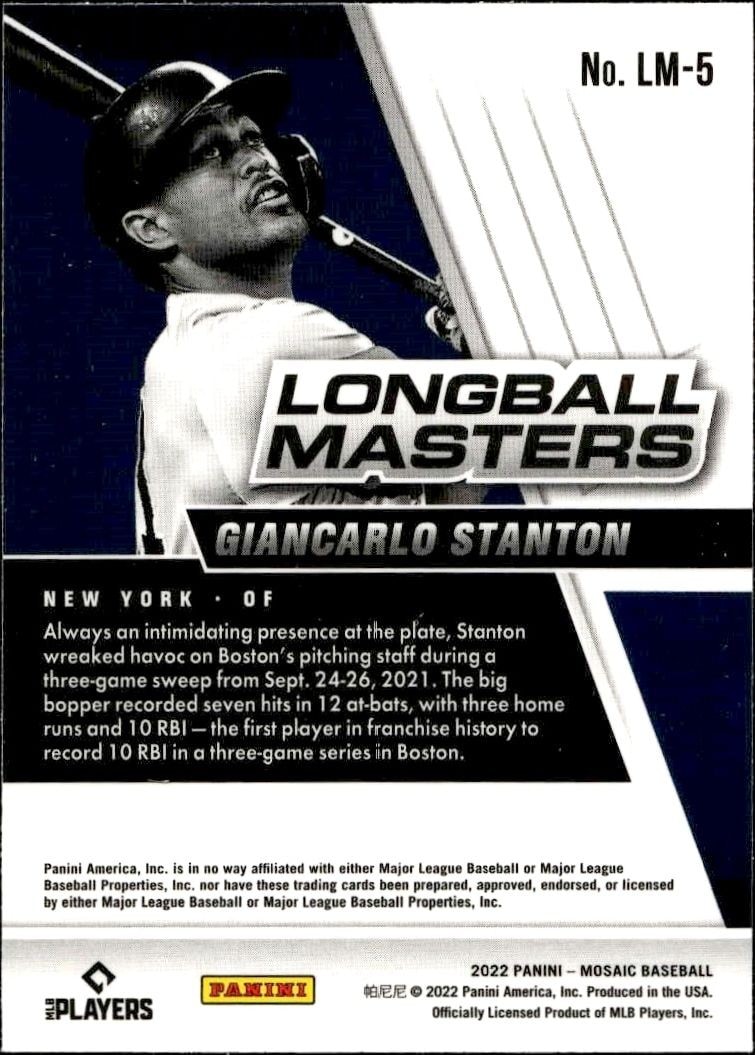 2022 Panini Mosaic Giancarlo Stanton #LM-5 baseball trading card back