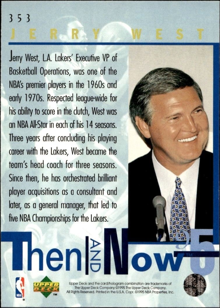 1994-95 Upper Deck Jerry West #353 basketball trading card back