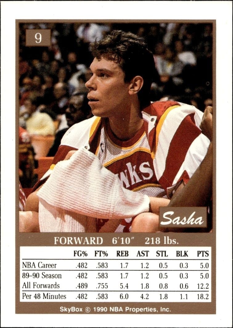1990-91 Skybox Alexander Volkov #9 basketball trading card back