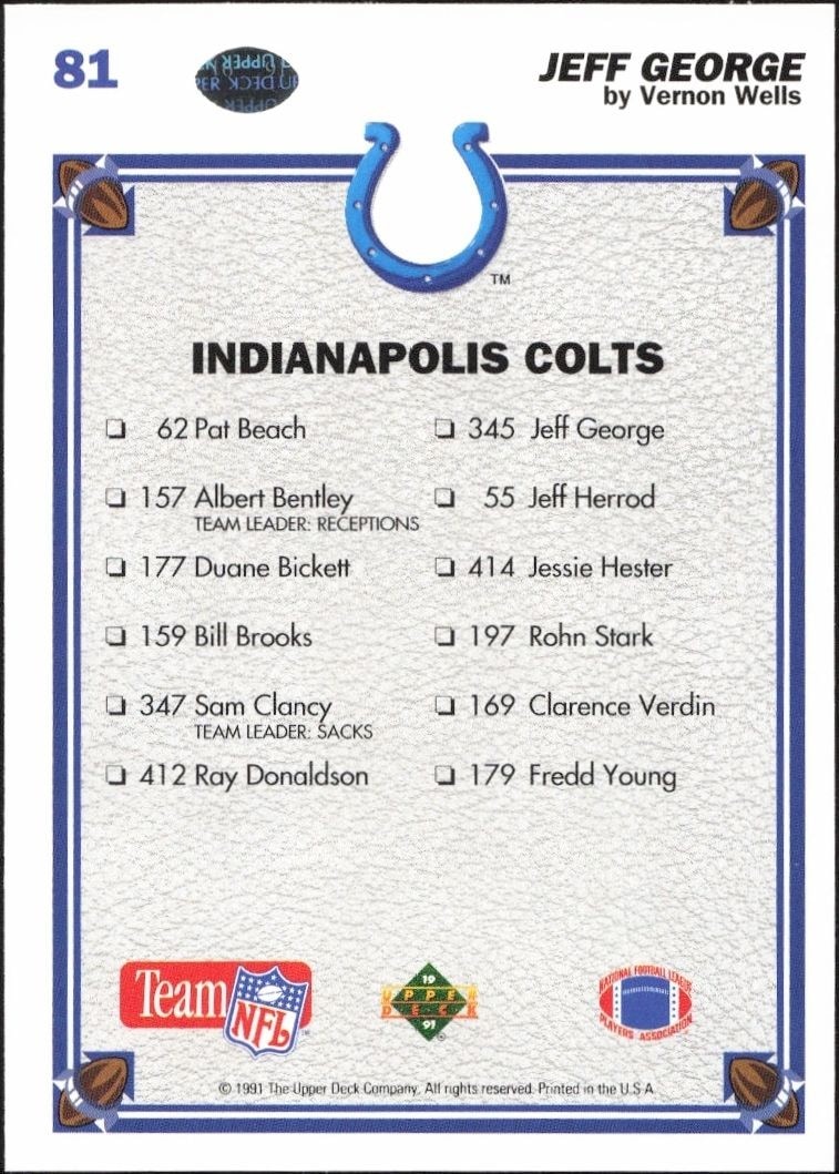 1991 Upper Deck Jeff George #81 football trading card back