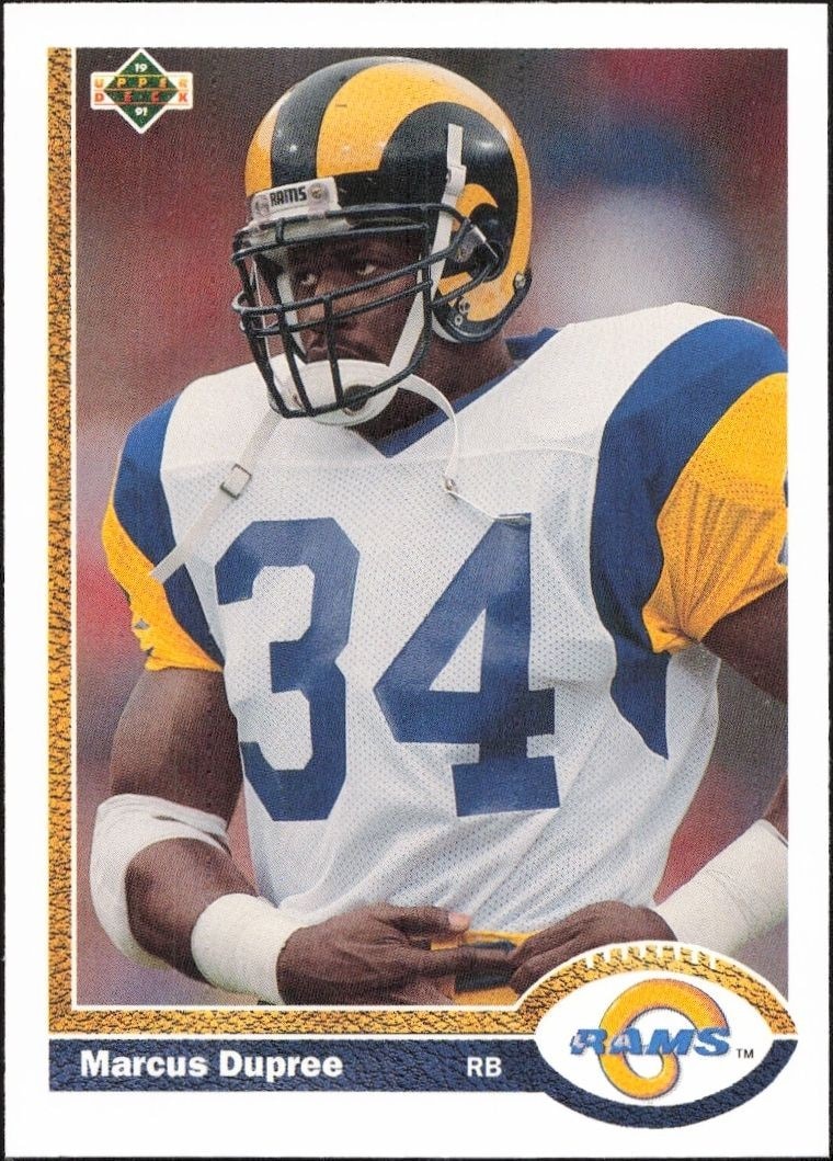 1991 Upper-Deck Marcus Dupree #499 trading card