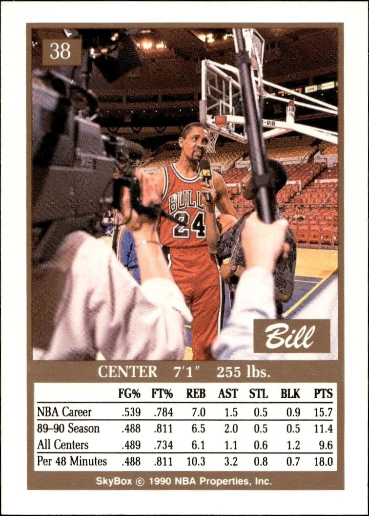 1990-91 Skybox Bill Cartwright #38 basketball trading card back