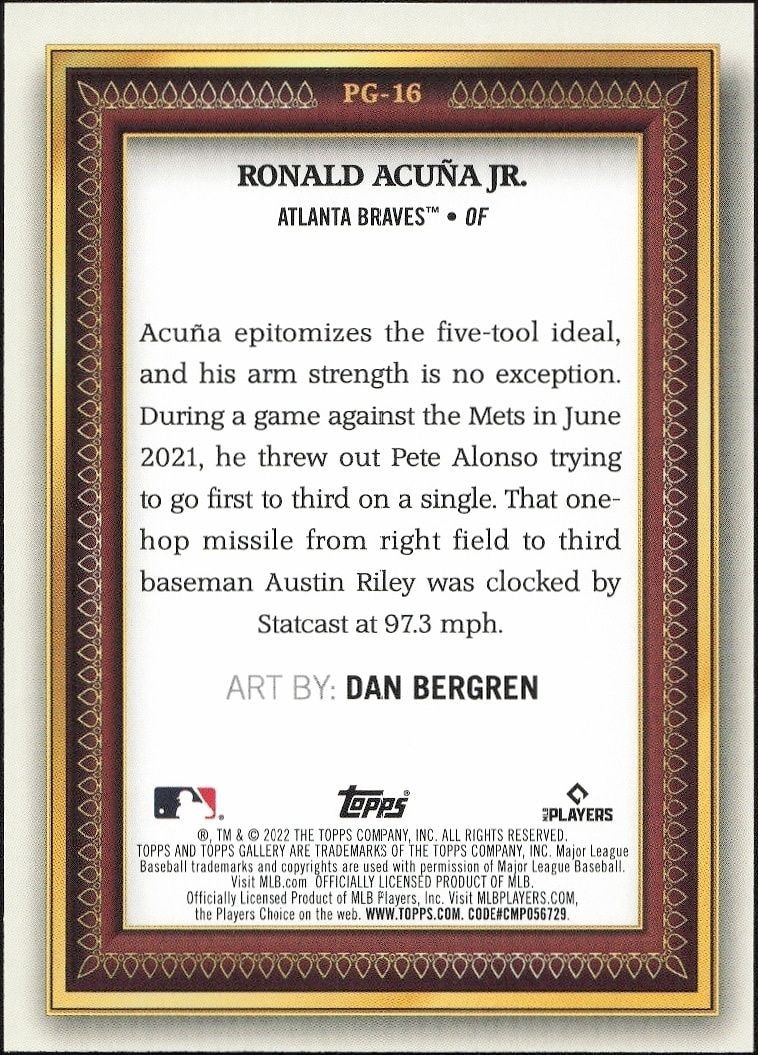 2022 Topps Gallery Ronald Acuña Jr. #PG-16 baseball trading card back