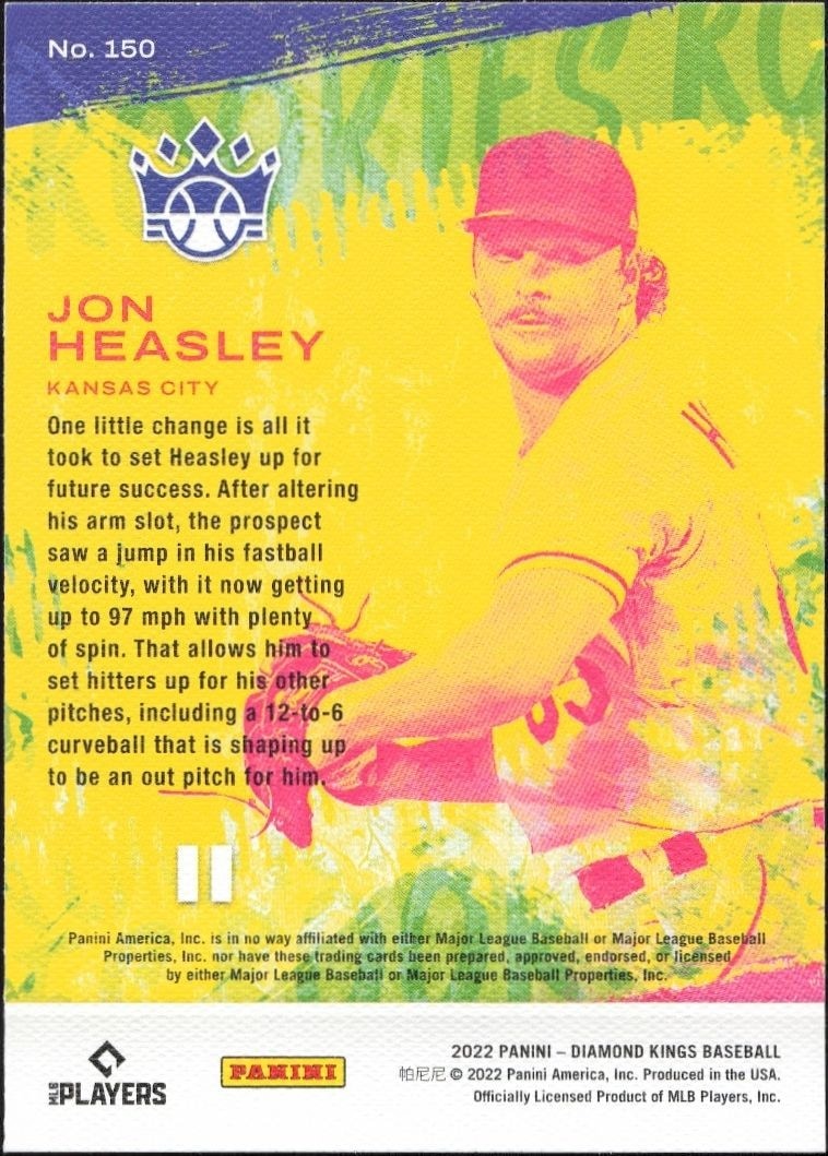 2022 Panini Diamond Kings Jon Heasley #150 baseball trading card back