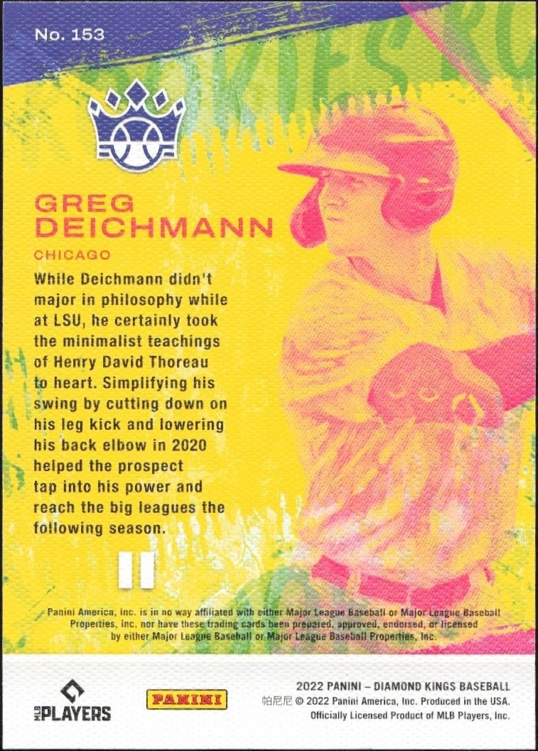 2022 Panini Diamond Kings Greg Deichmann #153 baseball trading card back