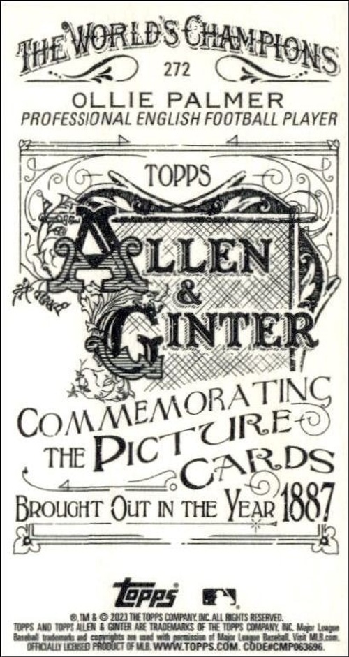 2023 Topps Allen & Ginter Ollie Palmer #272 baseball trading card back