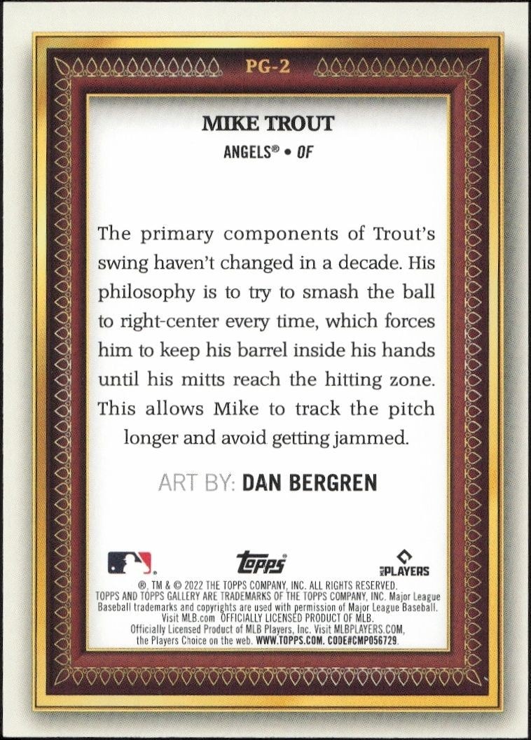 2022 Topps Gallery Mike Trout #PG-2 baseball trading card back