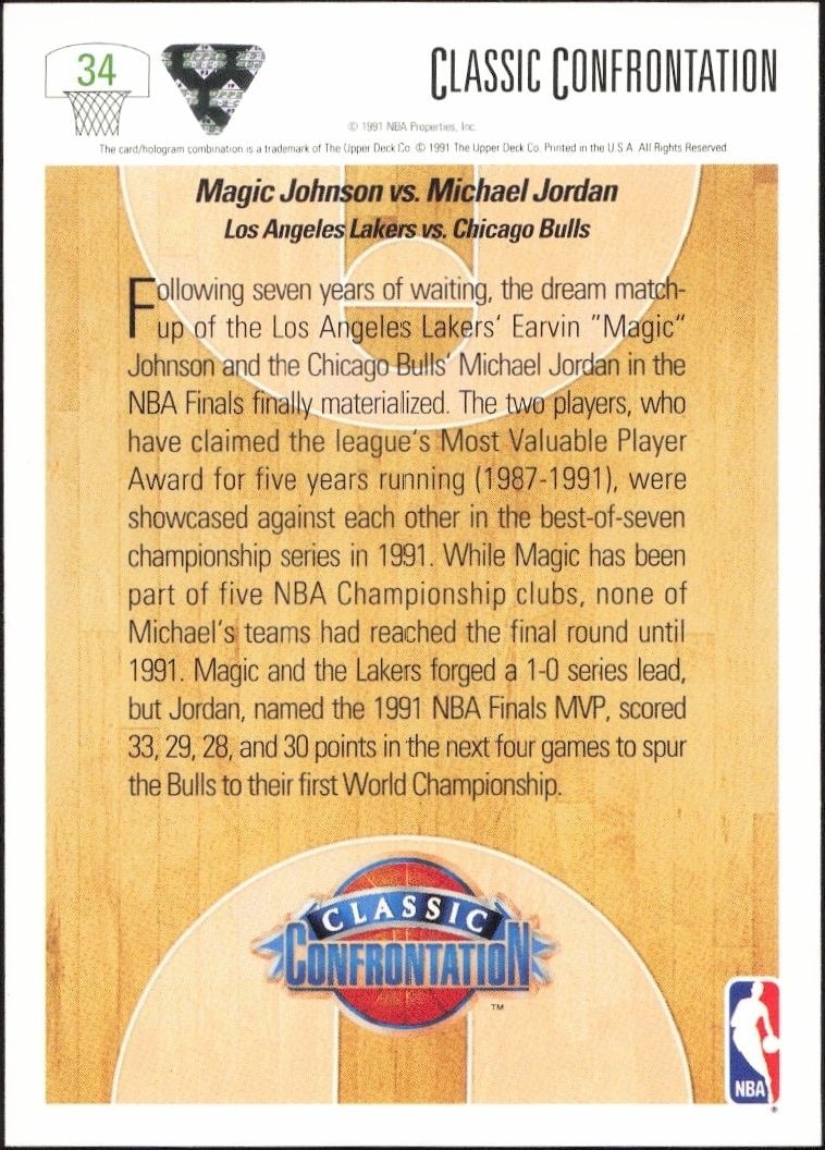 1991-92 Upper Deck Magic Johnson #34 basketball trading card back