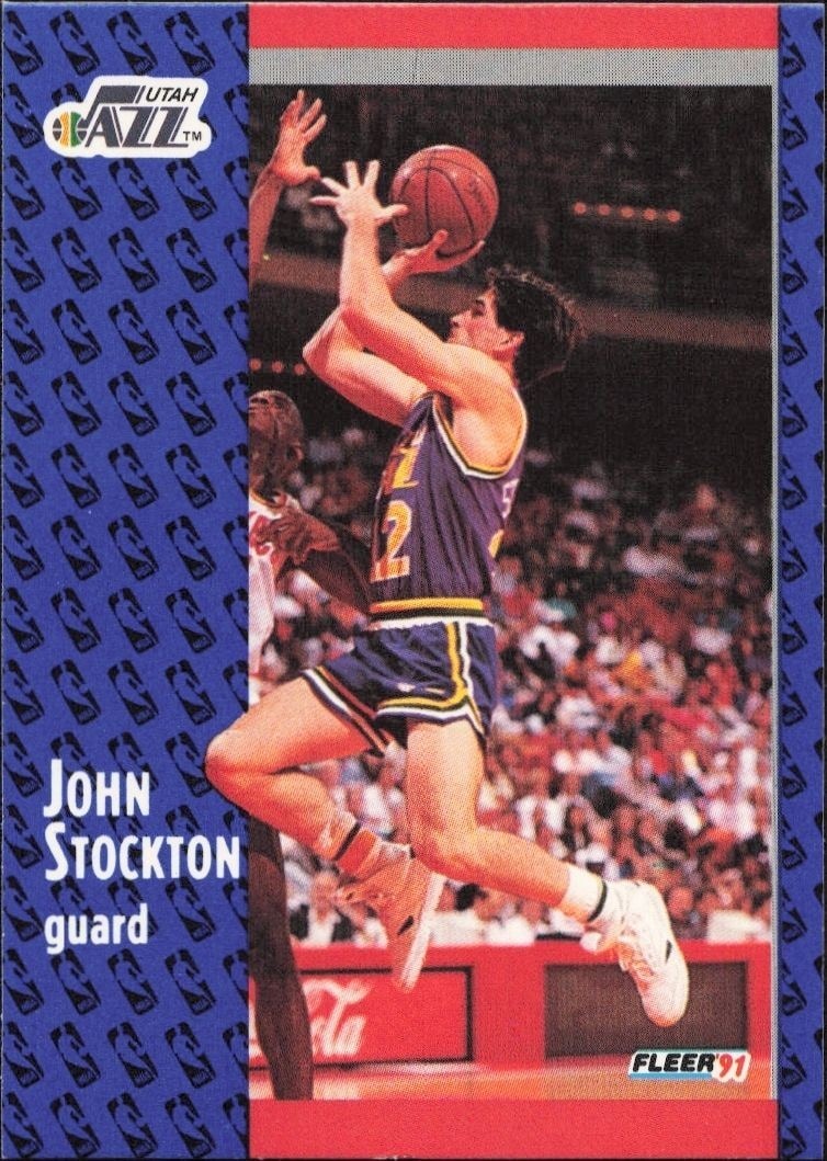 1991-92 Fleer John Stockton #203 trading card