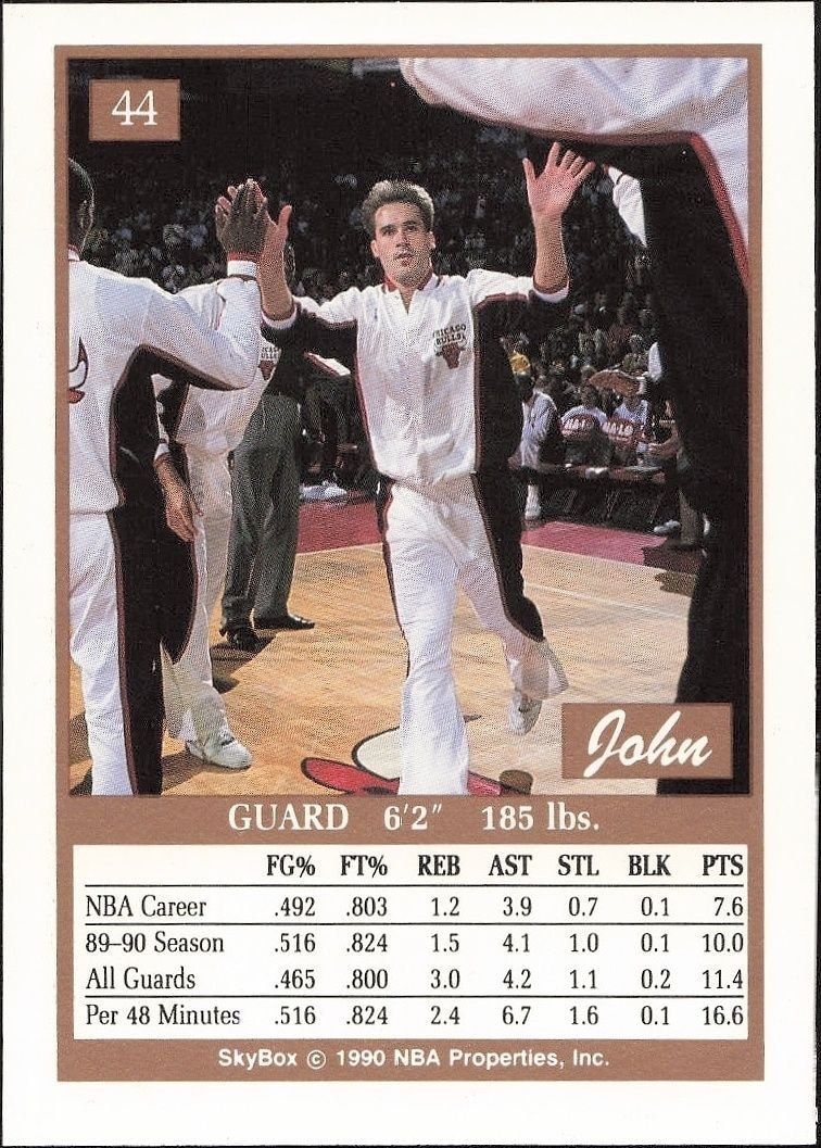 1990-91 Skybox John Paxson #44 basketball trading card back
