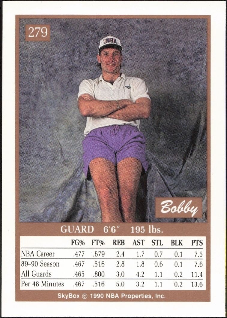 1990-91 Skybox Bobby Hansen #279 basketball trading card back