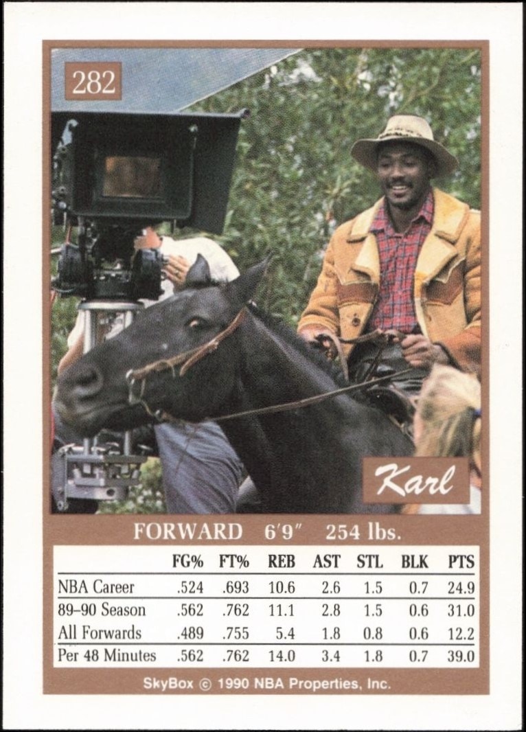 1990-91 Skybox Karl Malone #282 basketball trading card back
