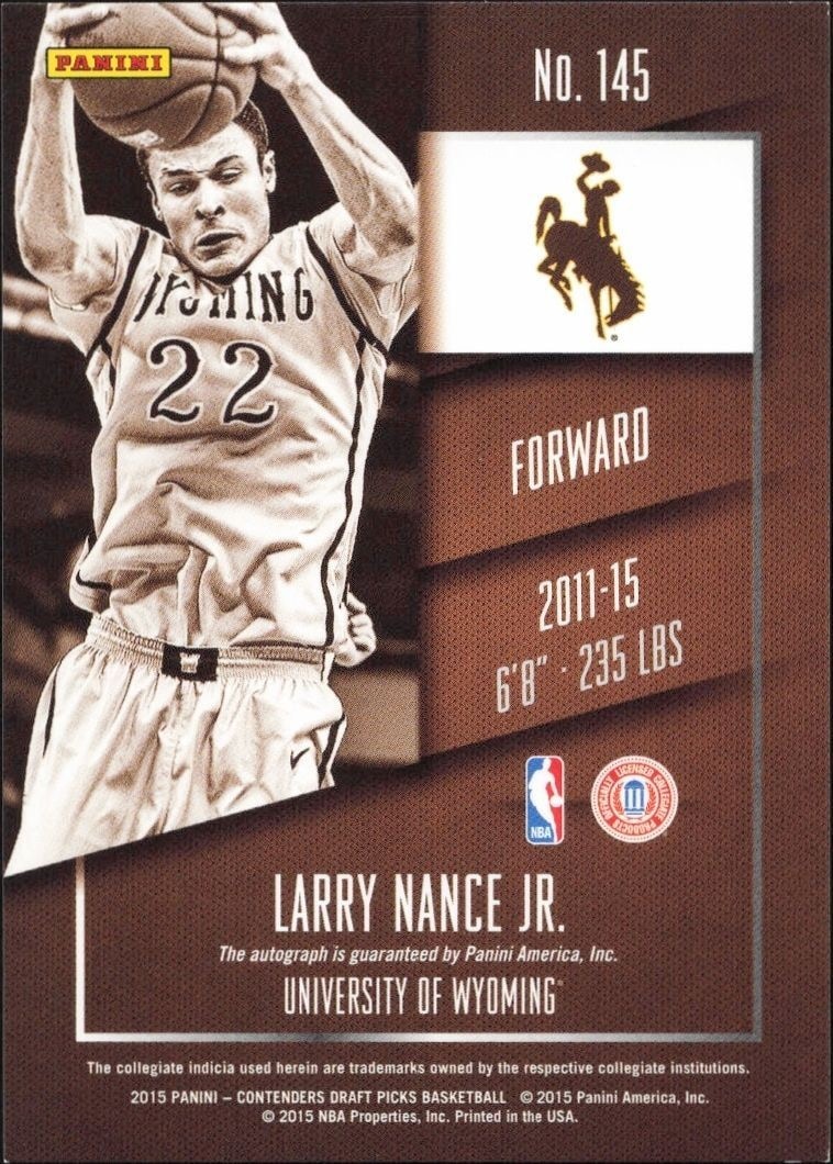 2015-16 Panini Contenders Draft Picks Larry Nance Jr. #145 basketball trading card back