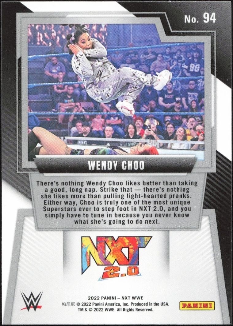 2022 Panini NXT 2.0 WWE Wendy Choo #94 wrestling trading card back