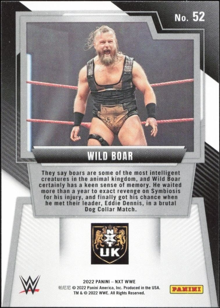 2022 Panini NXT 2.0 WWE Wild Boar #52 wrestling trading card back