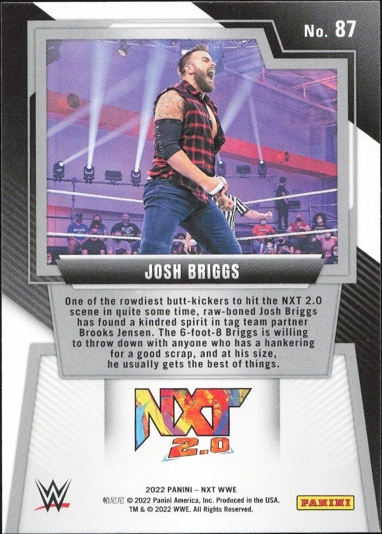 2022 Panini NXT 2.0 WWE Josh Briggs #87 wrestling trading card back