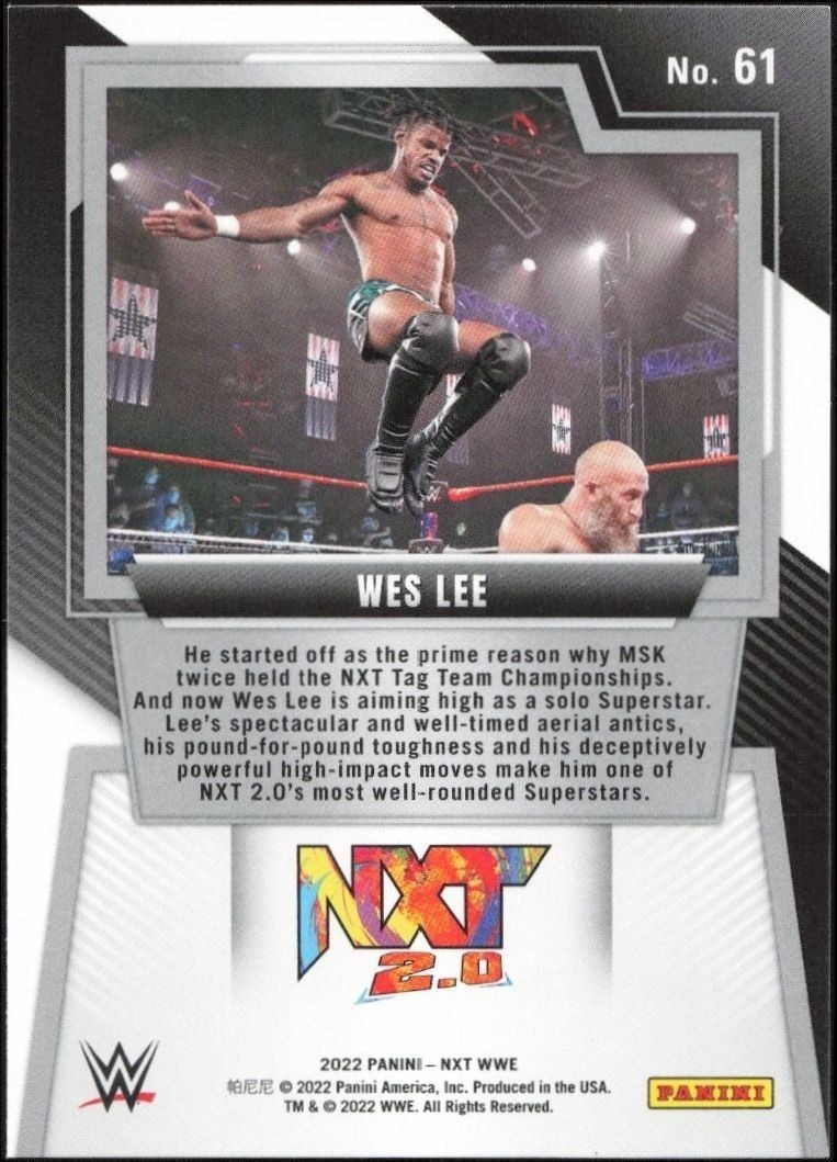 2022 Panini NXT 2.0 WWE Wes Lee #61 wrestling trading card back