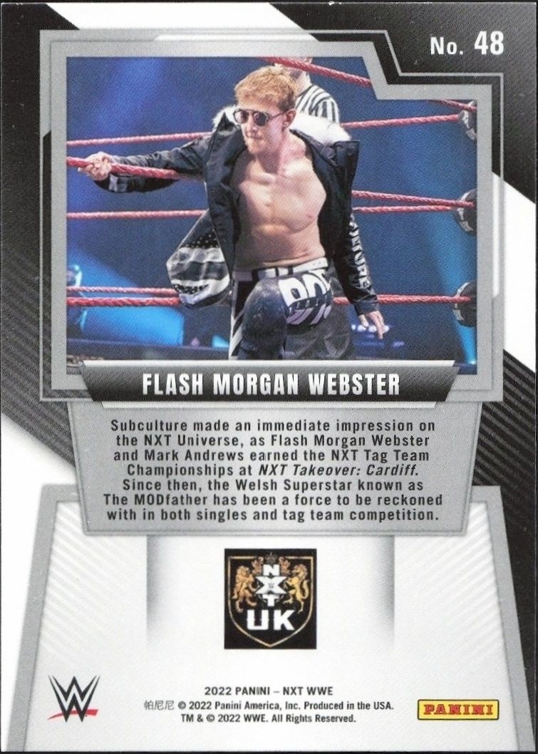 2022 Panini NXT 2.0 WWE Flash Morgan Webster #48 wrestling trading card back