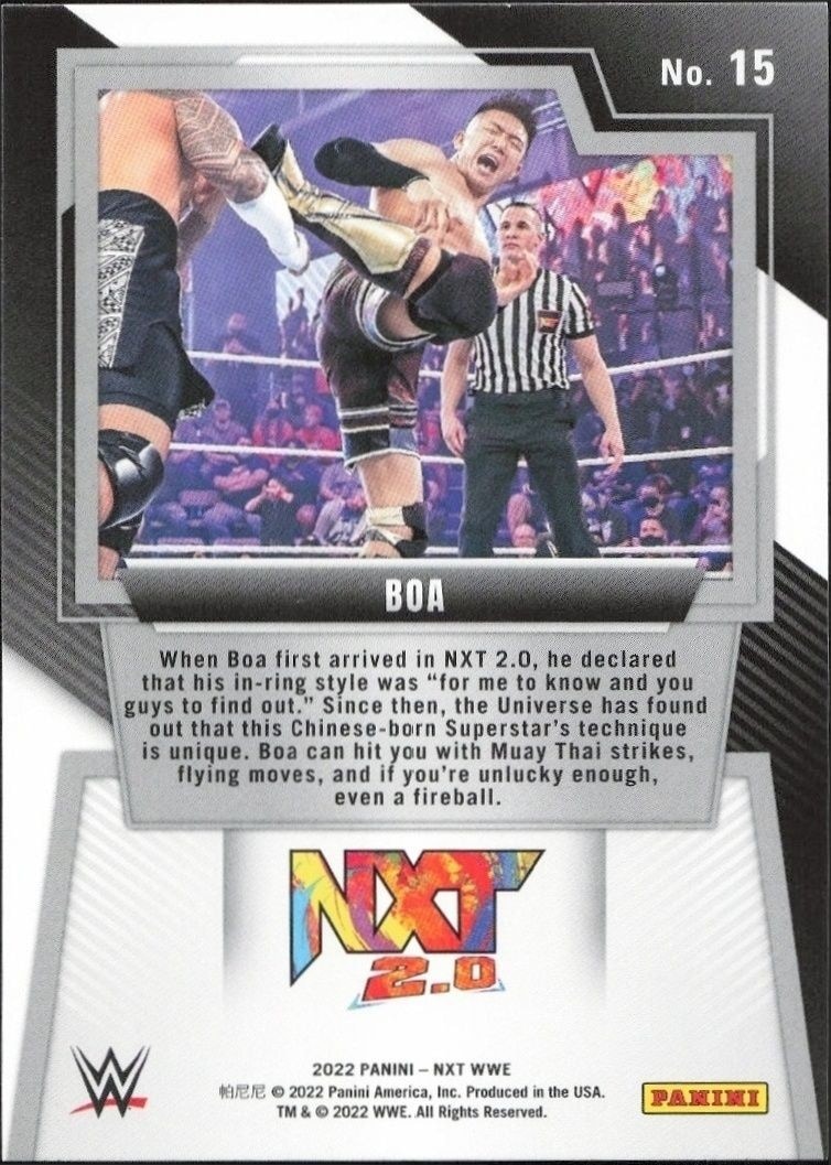 2022 Panini NXT 2.0 WWE Boa #15 wrestling trading card back