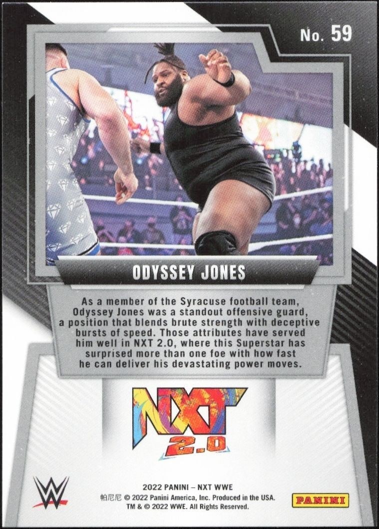 2022 Panini NXT 2.0 WWE Odyssey Jones #59 wrestling trading card back