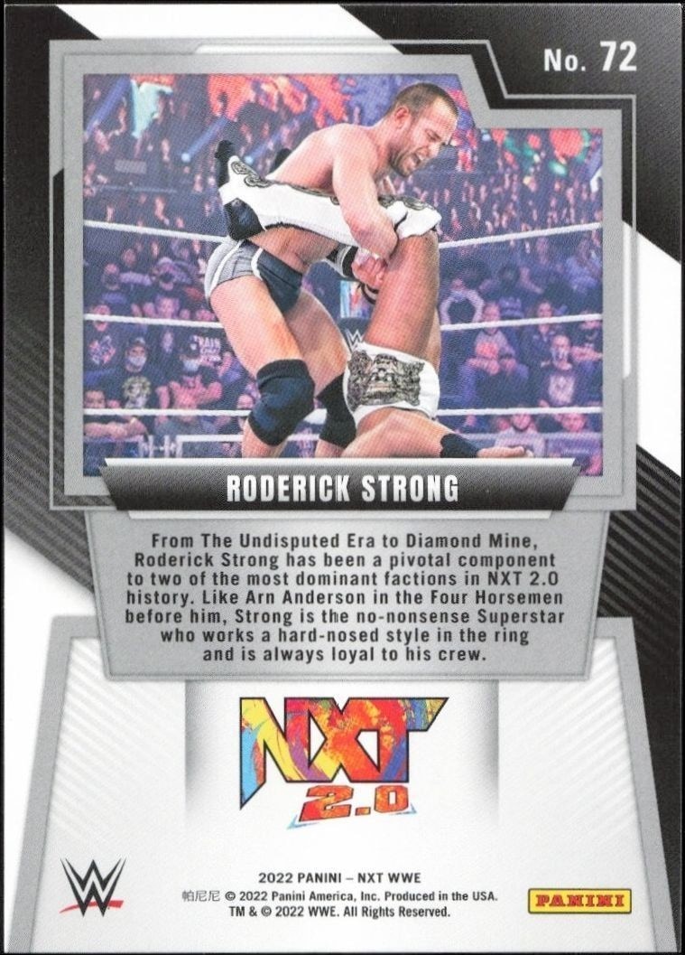 2022 Panini NXT 2.0 WWE Roderick Strong #72 wrestling trading card back