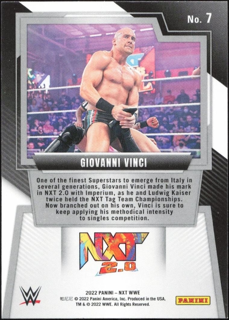 2022 Panini NXT 2.0 WWE Giovanni Vinci #7 wrestling trading card back