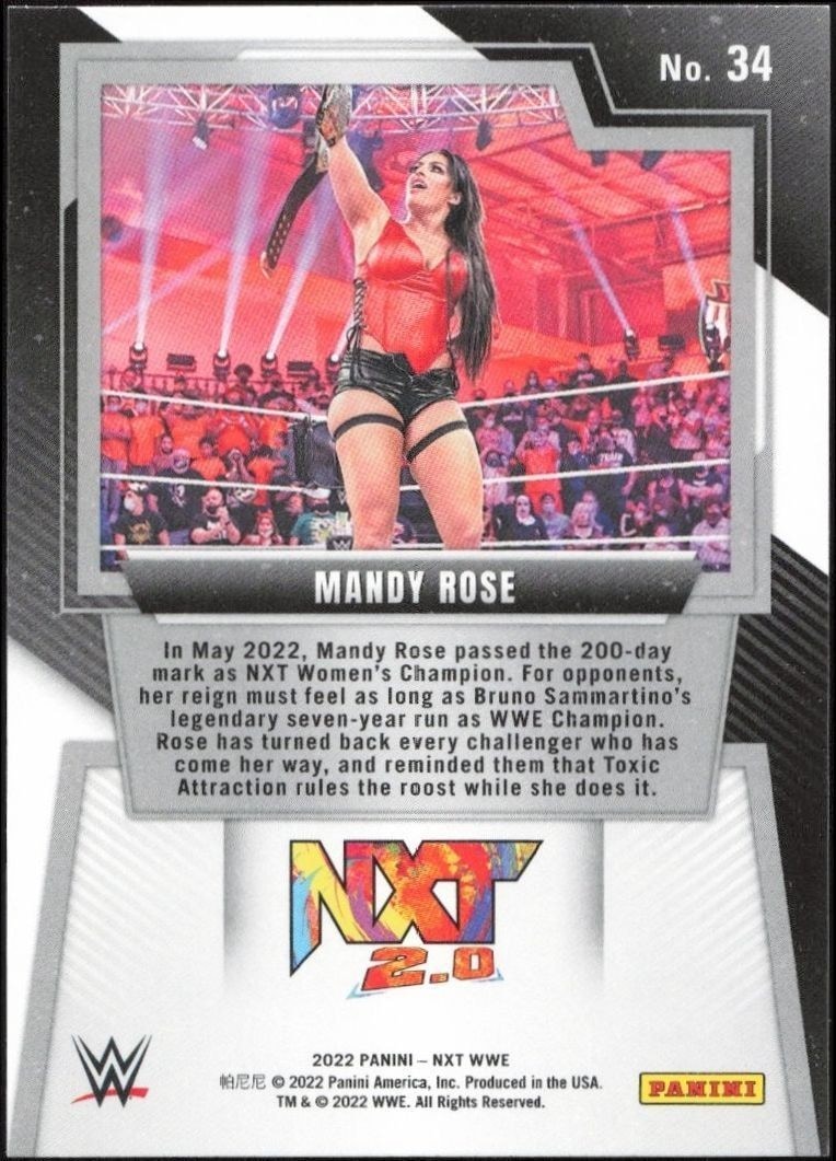 2022 Panini NXT 2.0 WWE Mandy Rose #34 wrestling trading card back