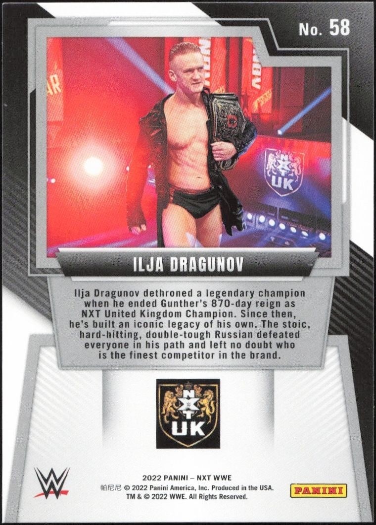 2022 Panini NXT 2.0 WWE Ilja Dragunov #58 wrestling trading card back